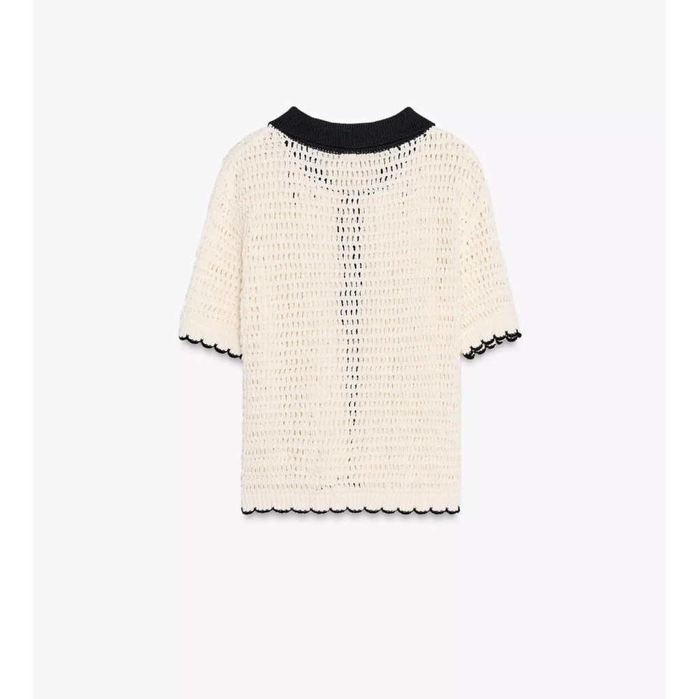 Zara Cream and Black Crochet Blouse - Picture 3 of 7